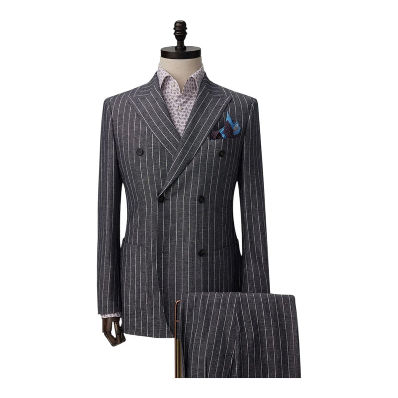 Gray Pinstripe Double-Breasted Suit