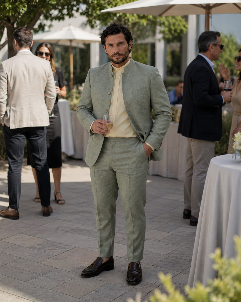 The Sage Mandarin Suit