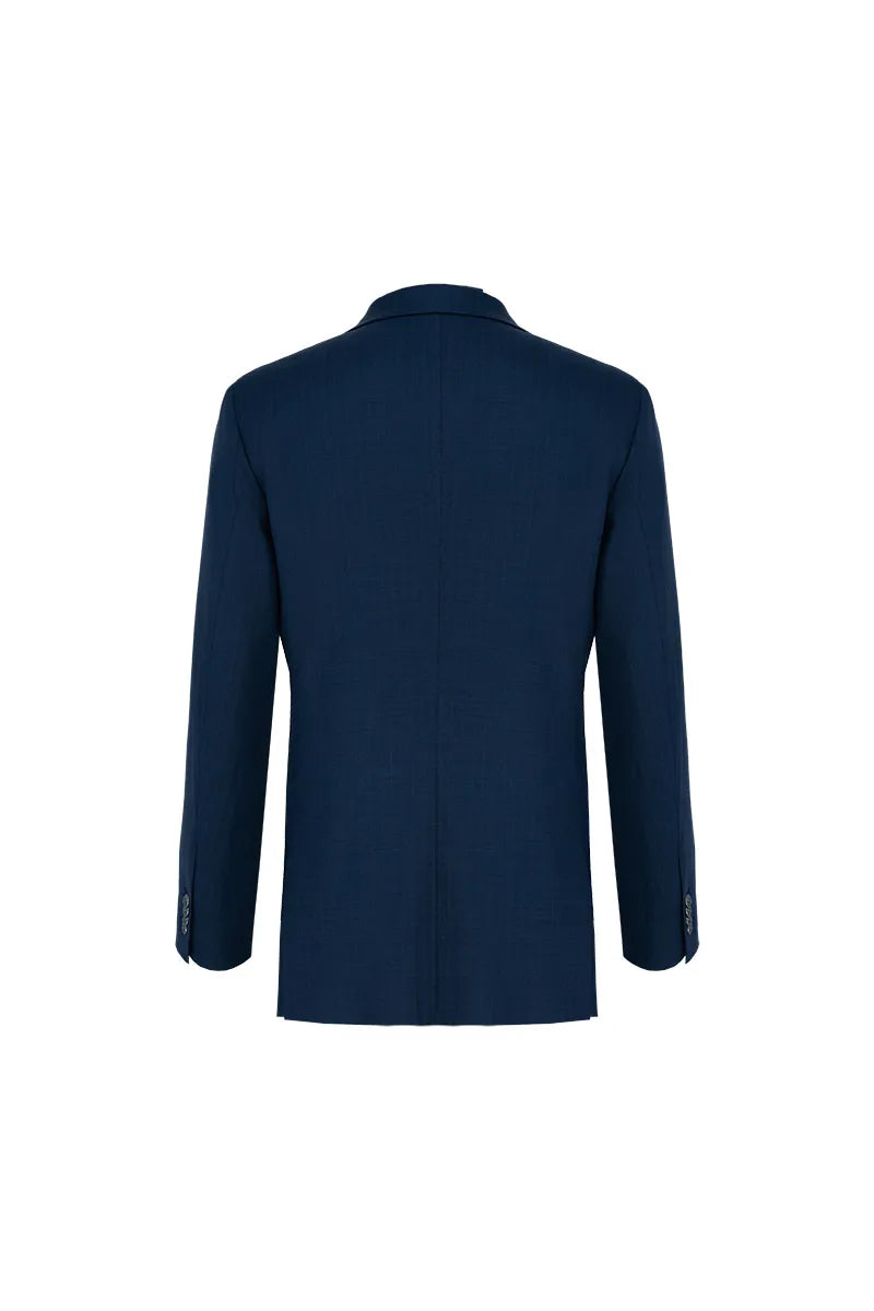 Navy Herringbone Double-Breasted Suit. (DLL0091)