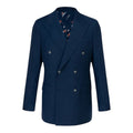 Navy Herringbone Double-Breasted Suit