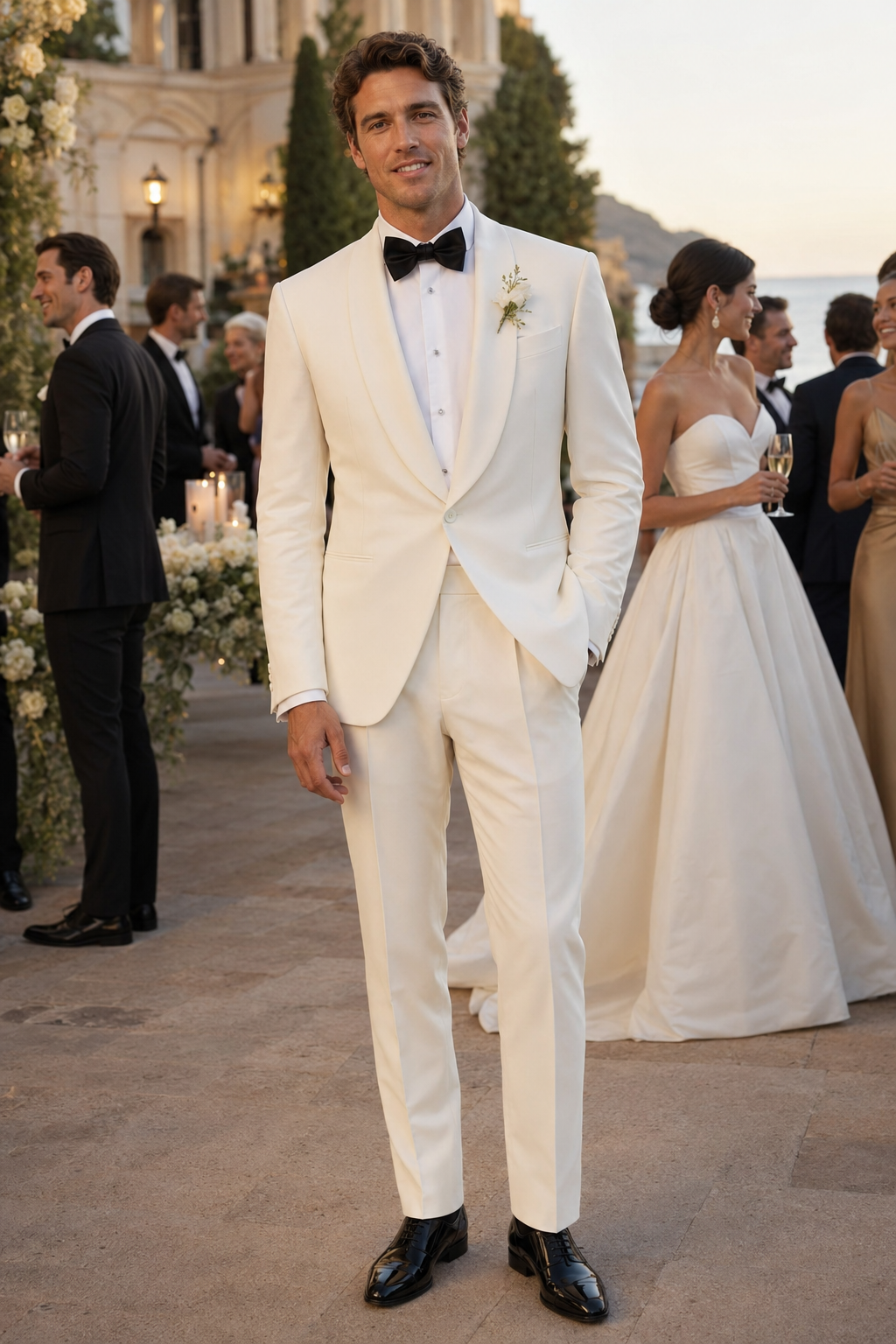 Ramón Antonio White One-Button Formal Suit. (DZZ0020)