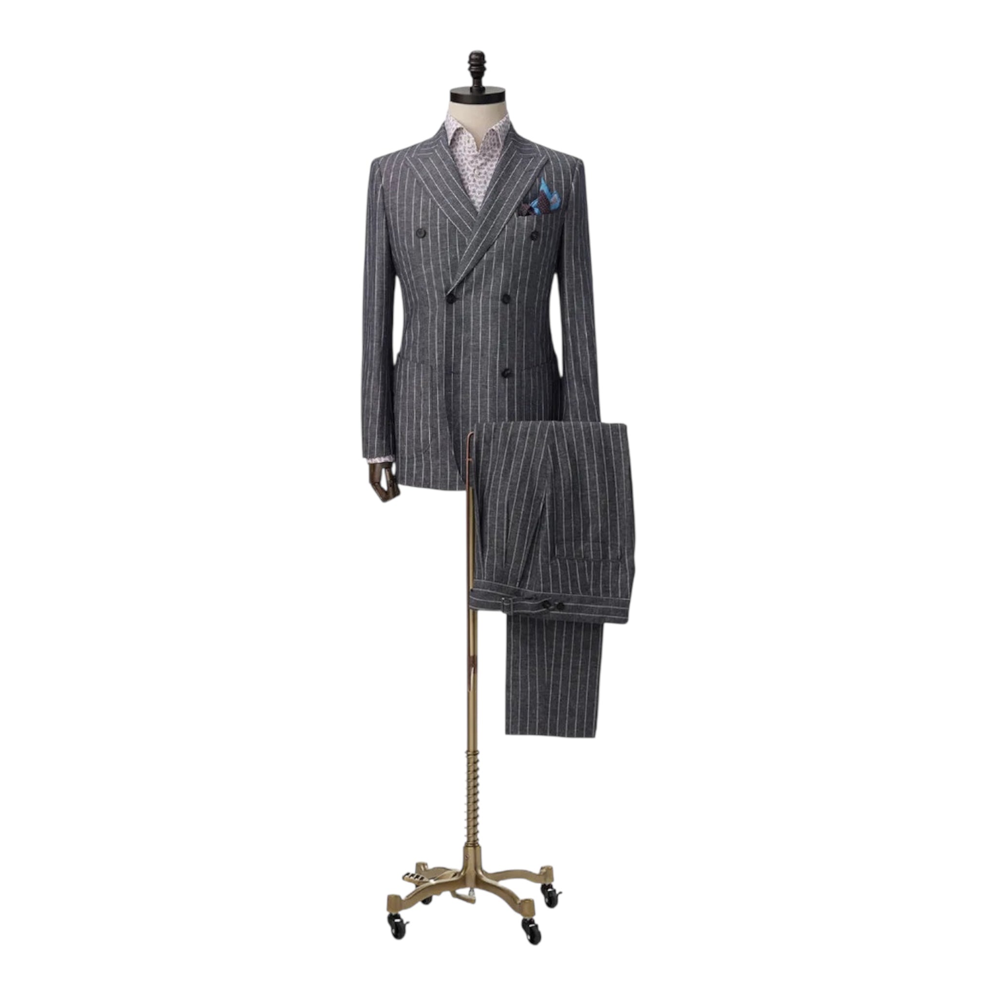 Gray Pinstripe Double-Breasted Suit