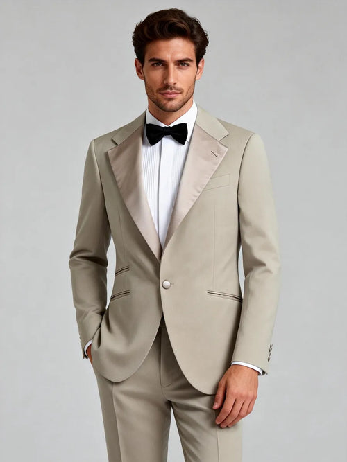 Champagne Satin Asymmetric Tuxedo