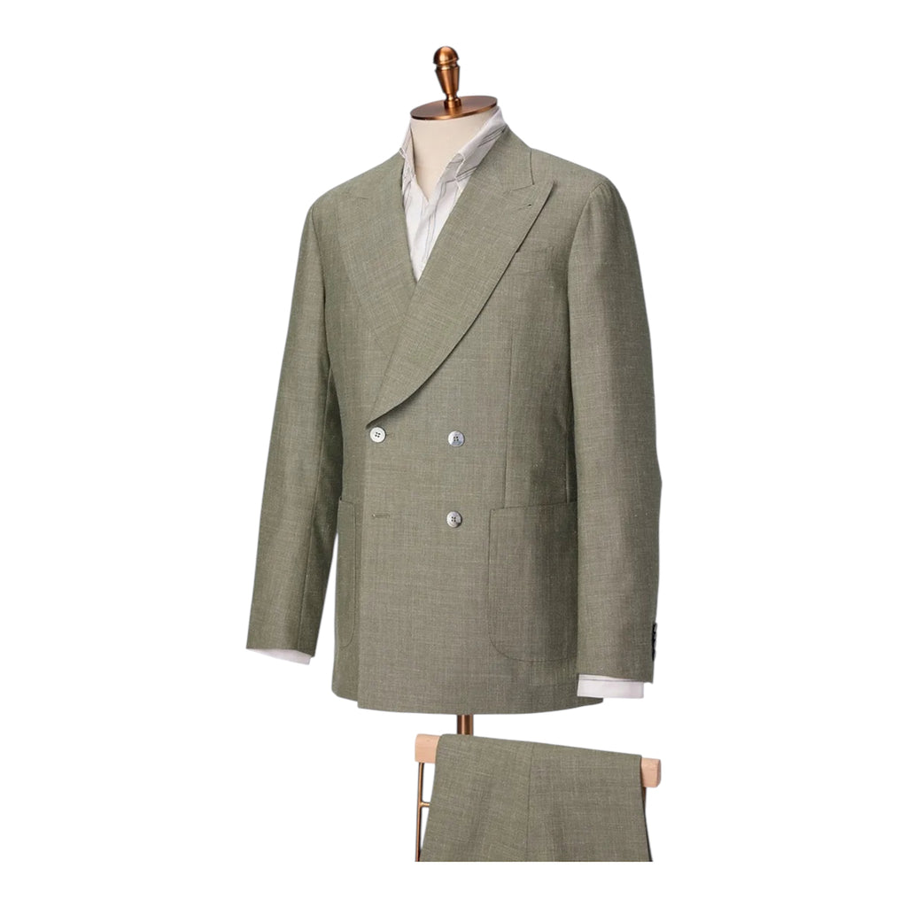 Sage Green Double-Breasted Merino Wool Suit