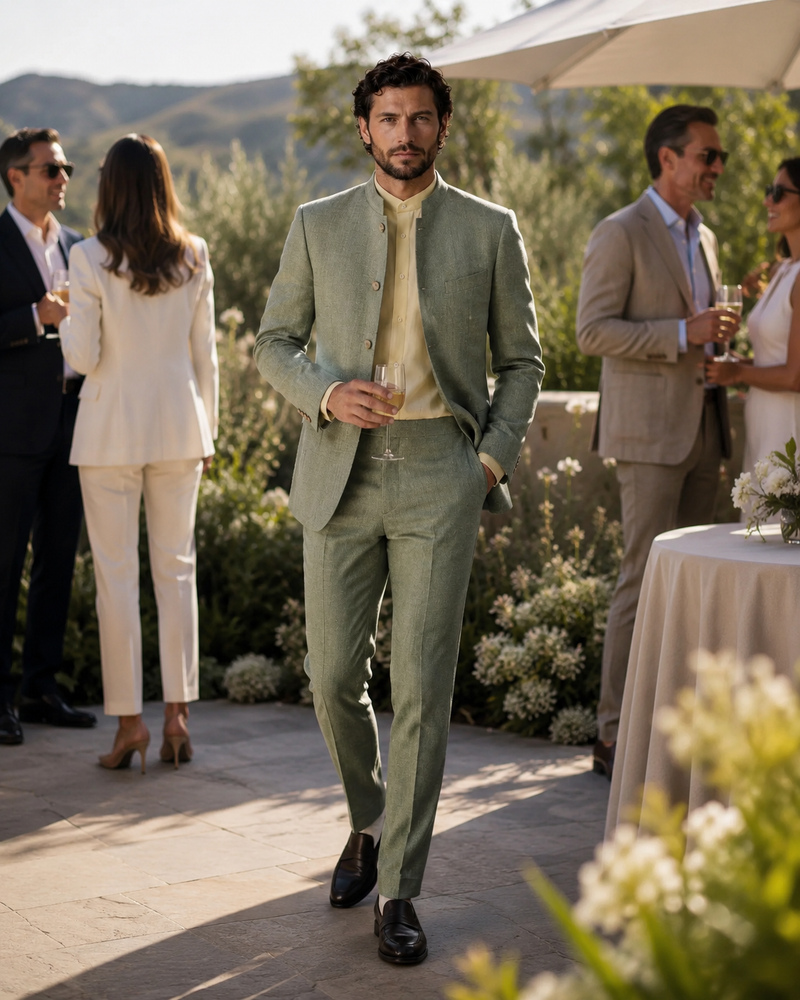 The Sage Mandarin Suit