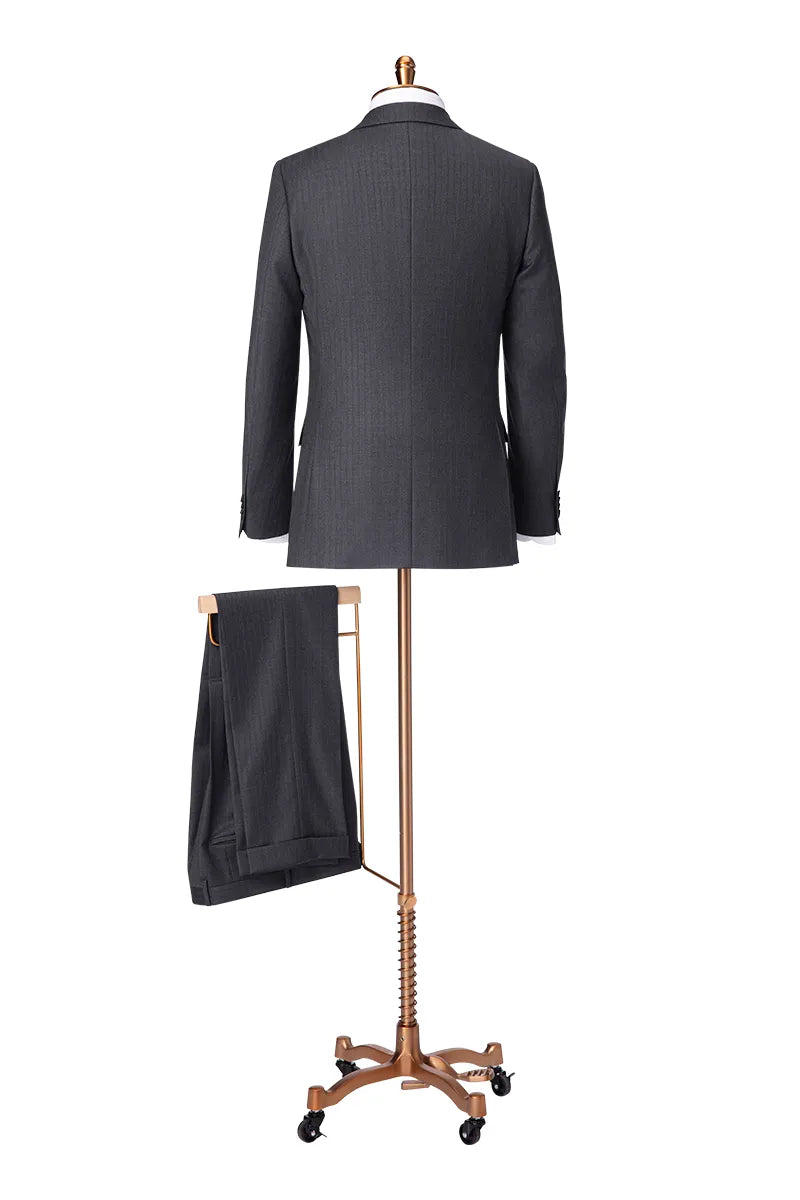 Charcoal Tone-on-Tone Three-Piece Suit：(DBS132A)