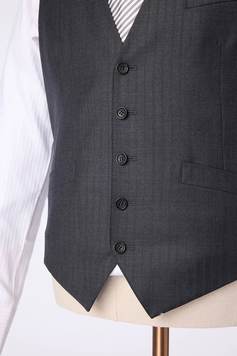 Charcoal Tone-on-Tone Three-Piece Suit：(DBS132A)