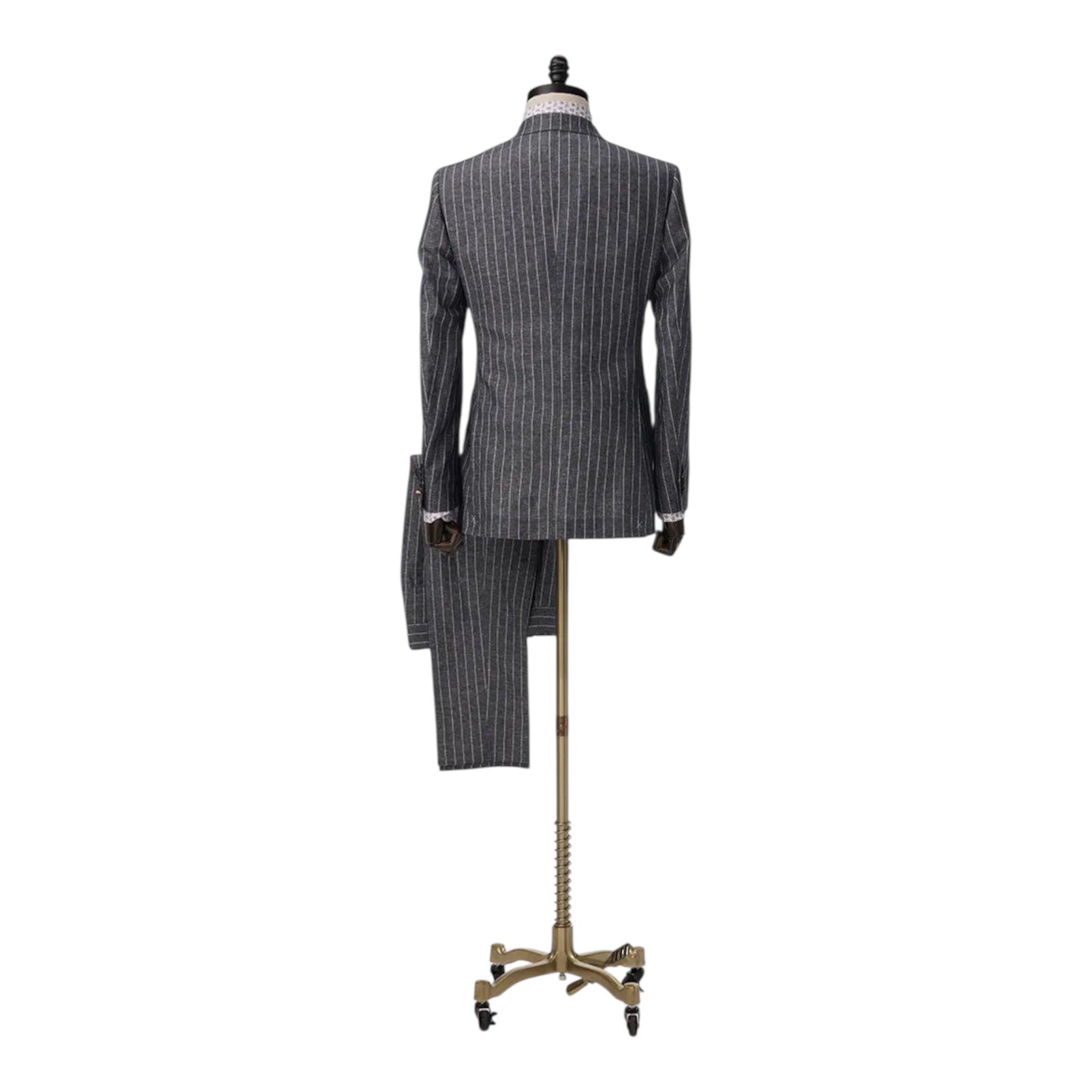 Gray Pinstripe Double-Breasted Suit