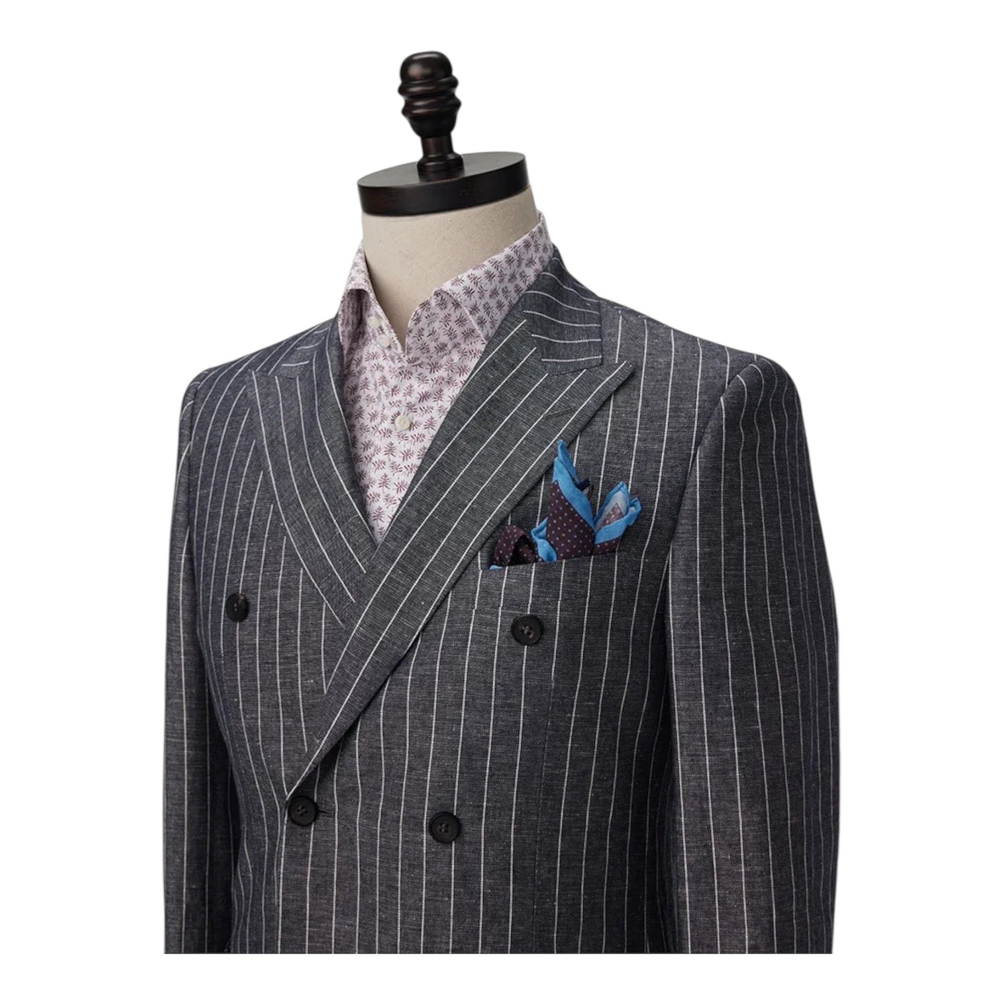 Gray Pinstripe Double-Breasted Suit