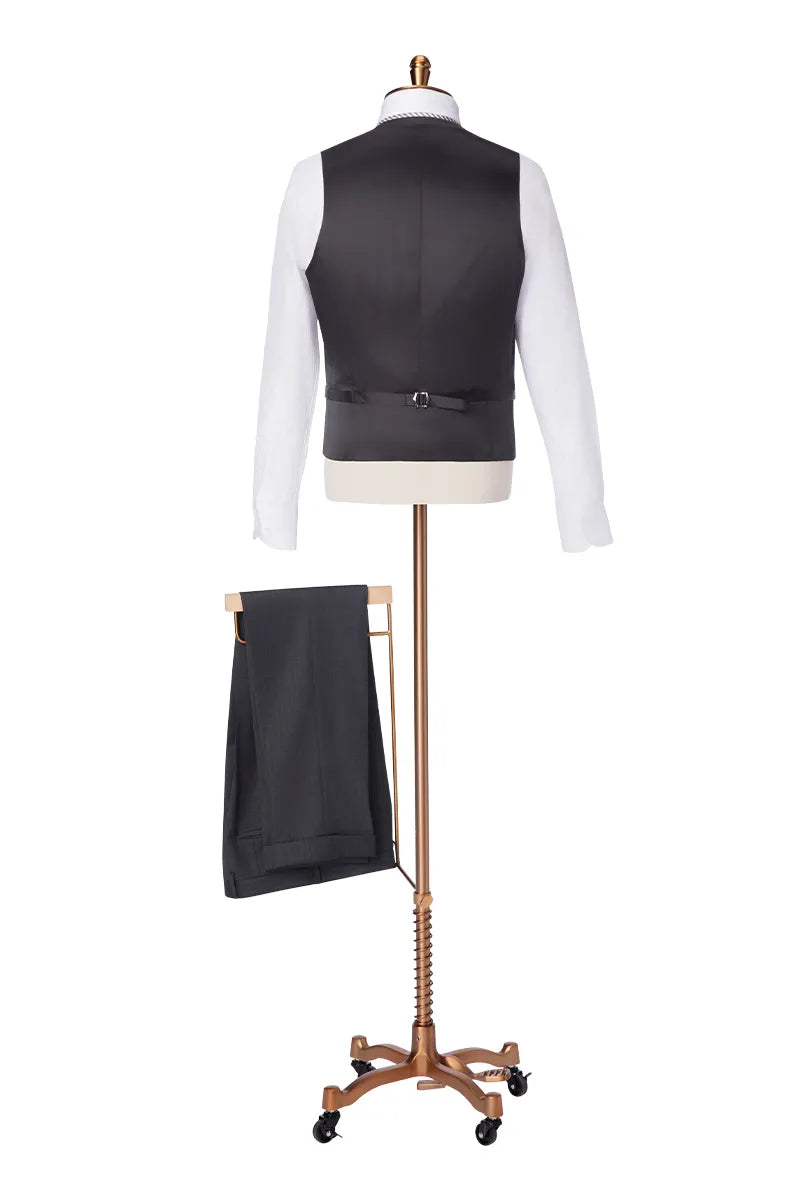 Charcoal Tone-on-Tone Three-Piece Suit：(DBS132A)