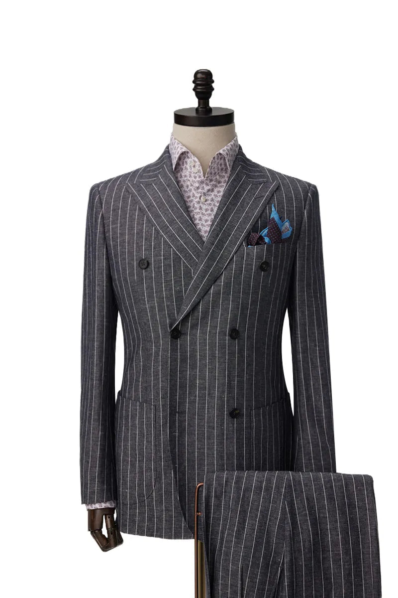 Gray Pinstripe Double-Breasted Suit