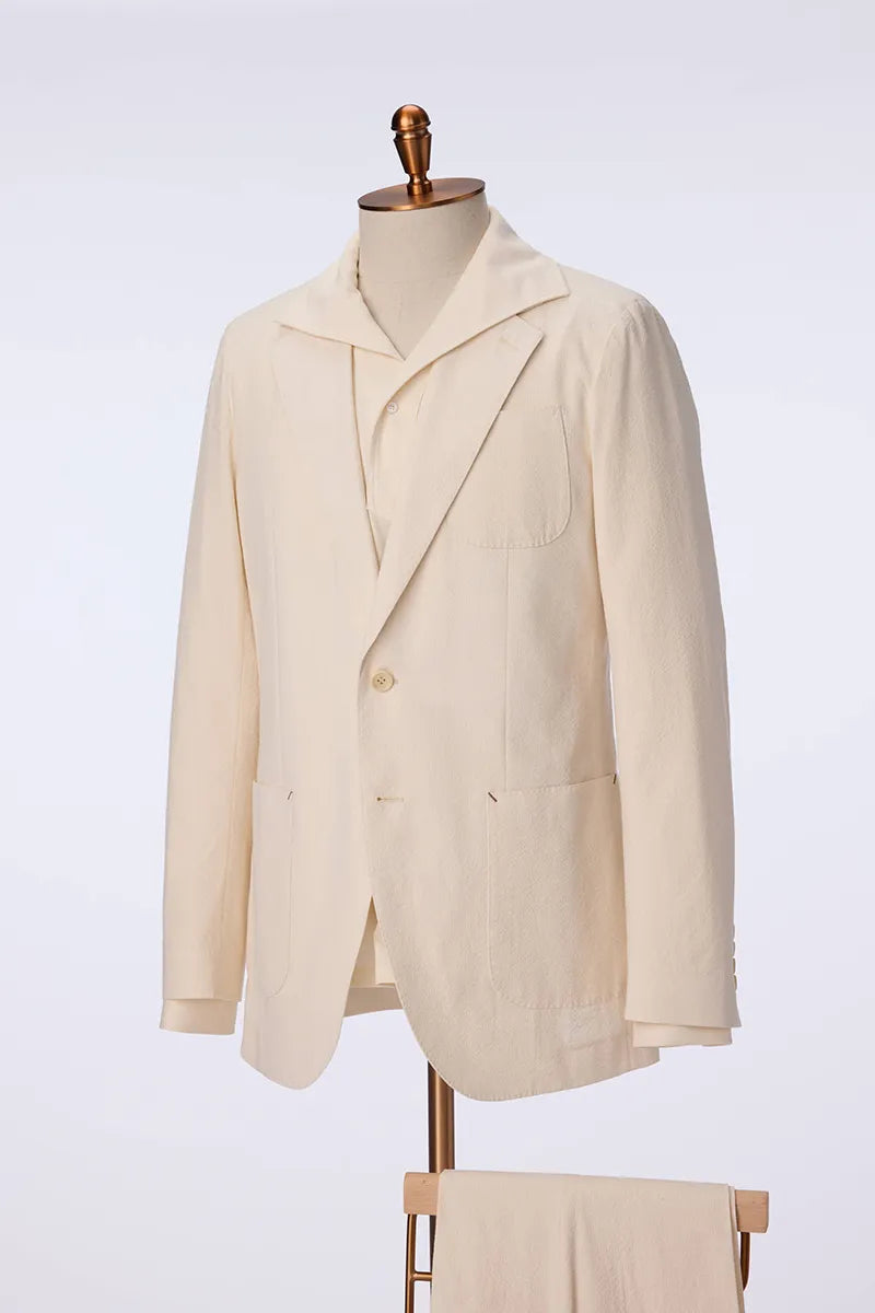 Ivory Textured Summer Suit (DBV5739)