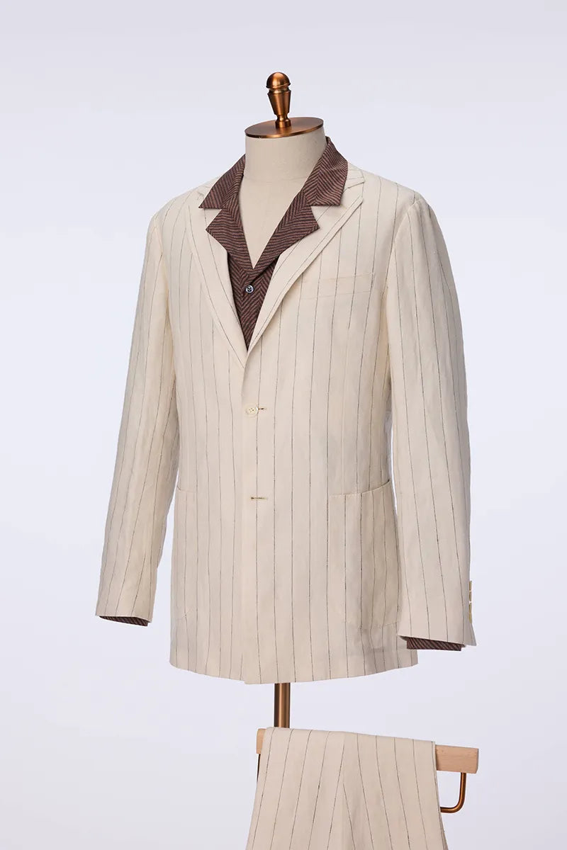 Ivory Pinstripe Summer Suit (DBV5637)
