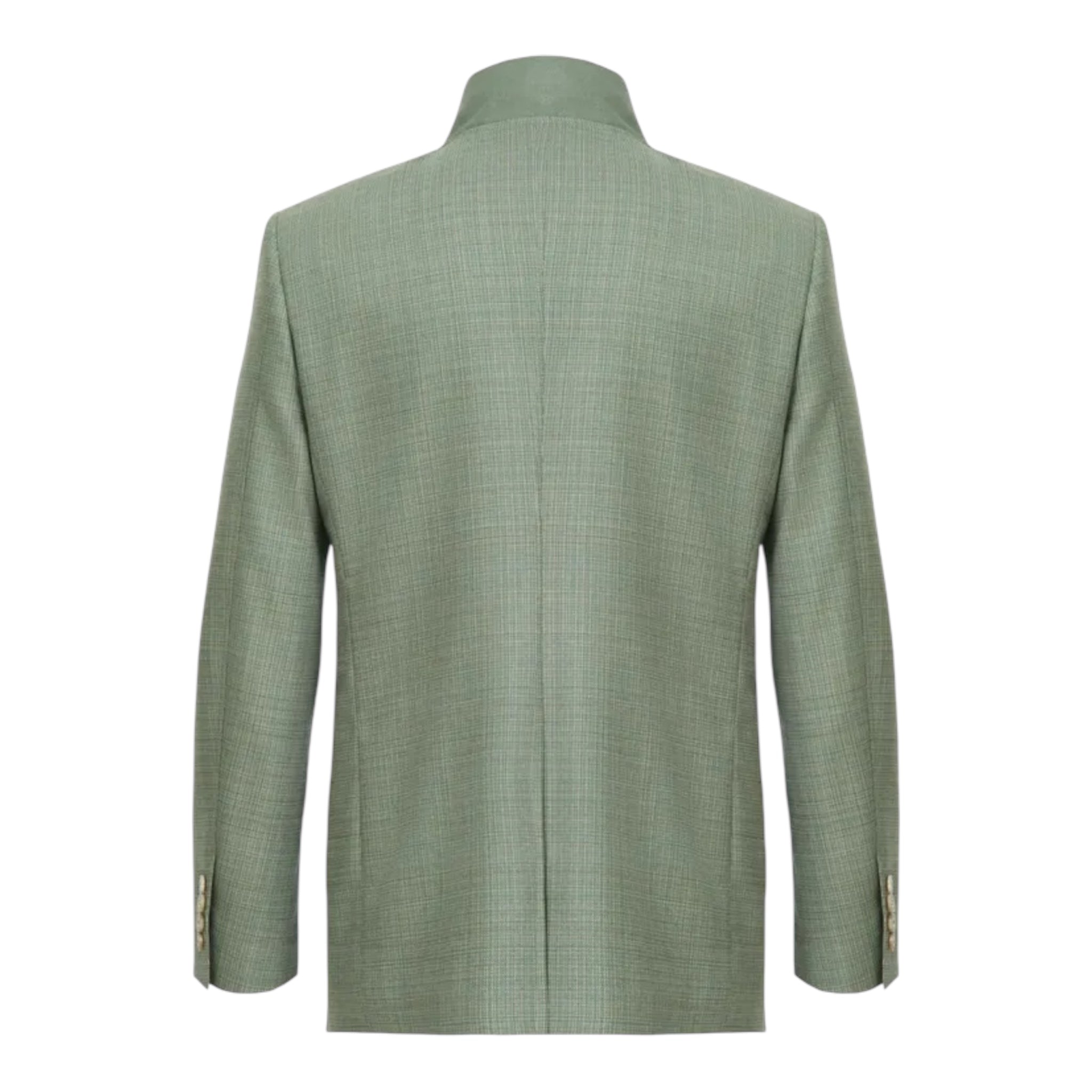 Sage Green Standing Collar Wool Suit