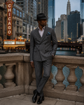Gray Pinstripe Double-Breasted Suit. （DJJ0075）