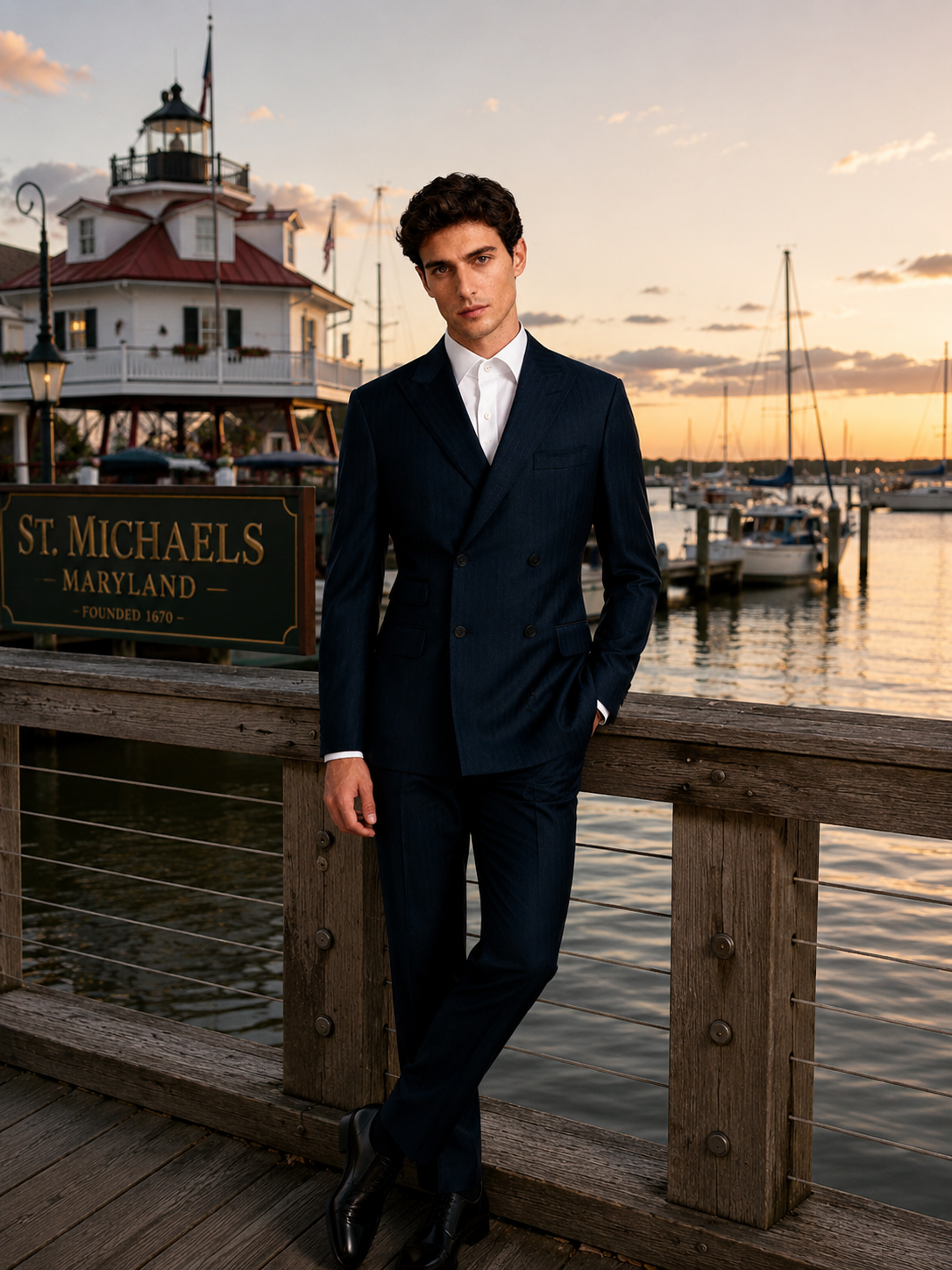 Navy Stripe Double-Breasted Business (DLL0126)