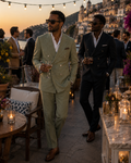 Sage Green Double-Breasted Merino Wool Suit.  (DAU7639)