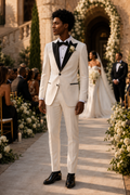 Ivory & Black Marzotto Wool Evening Tuxedo. (DAT8074)