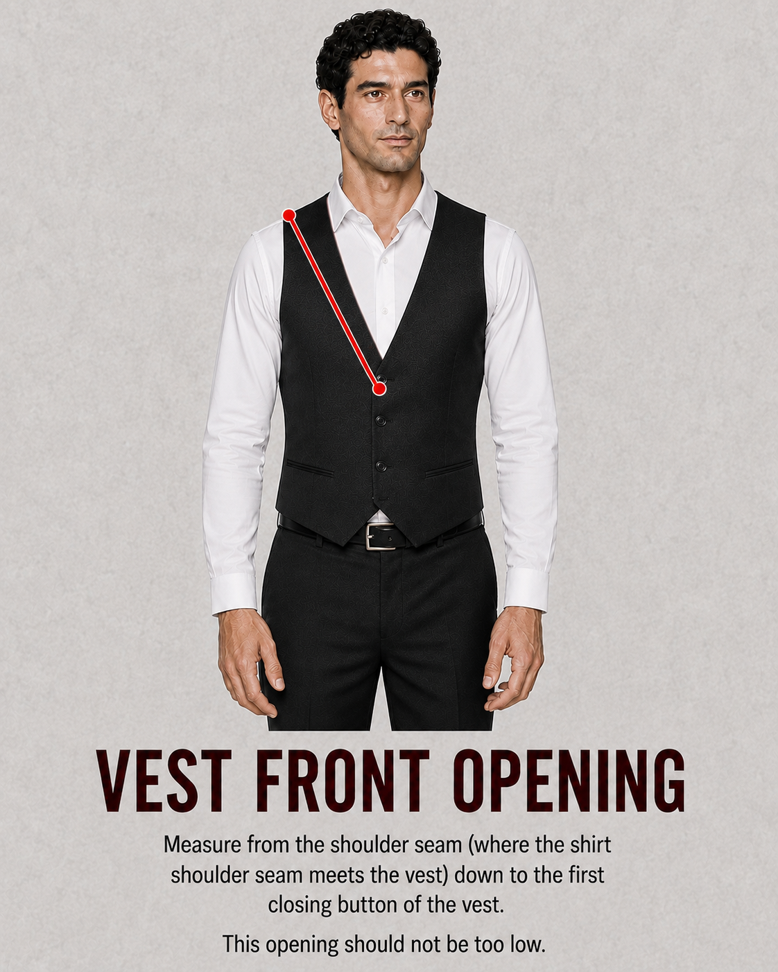 How to measure vest front opening