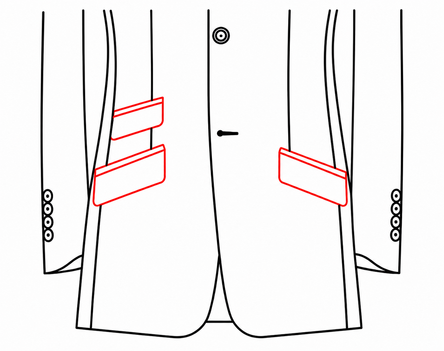 Slanted Lower Pocket with Ticket Pocket