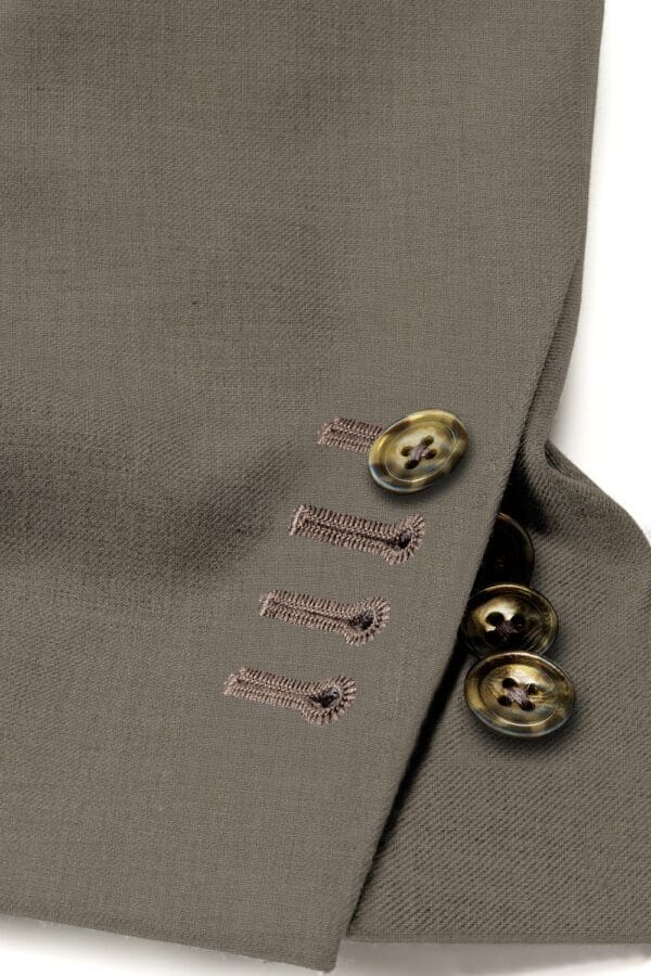 A close up of buttons on a suit jacket