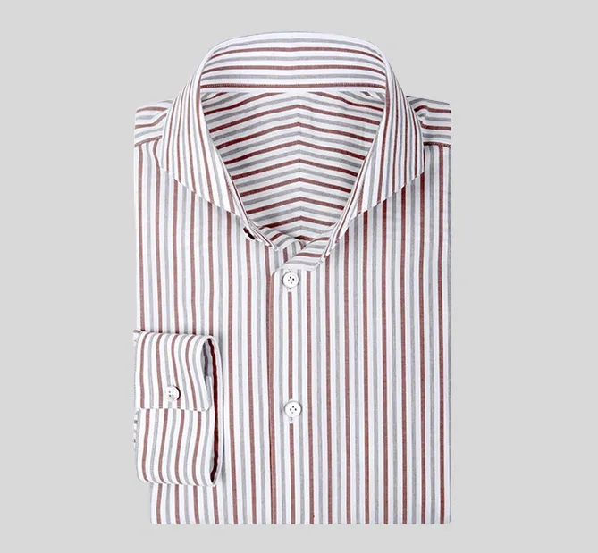 A white shirt with red and black stripes