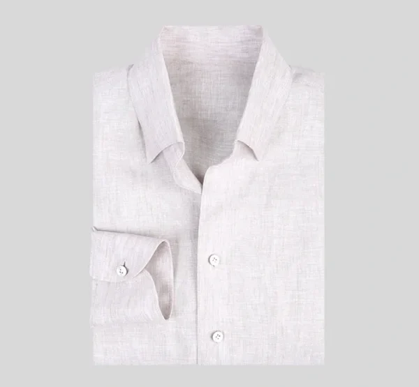 A white shirt is shown with no collar.