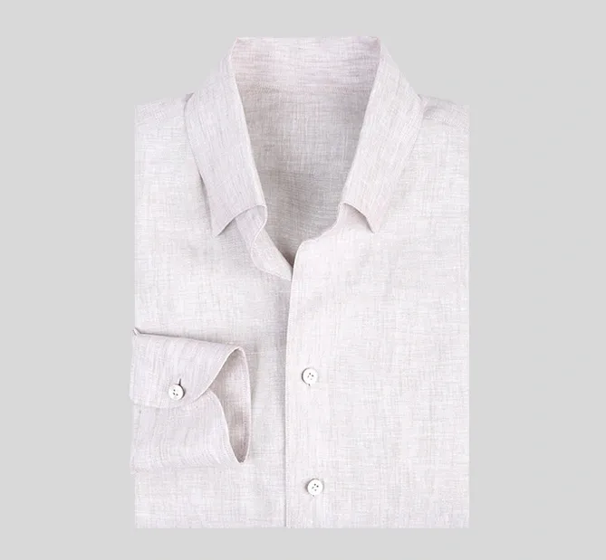 A white shirt is shown with no collar.