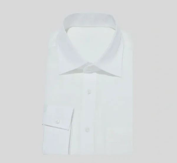 A white shirt with a collar and cuffs.