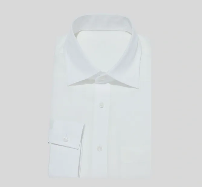 A white shirt with a collar and cuffs.