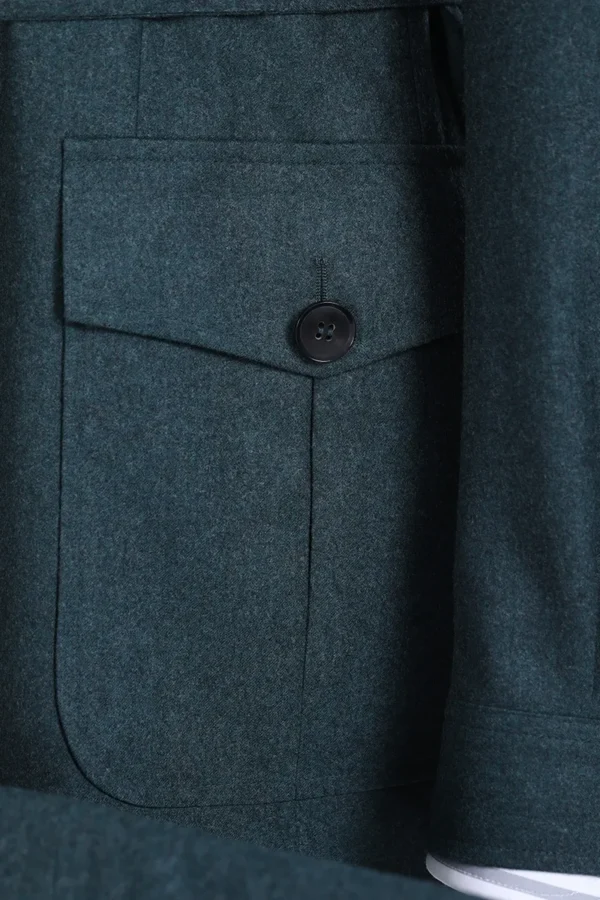 A close up of the button on a jacket