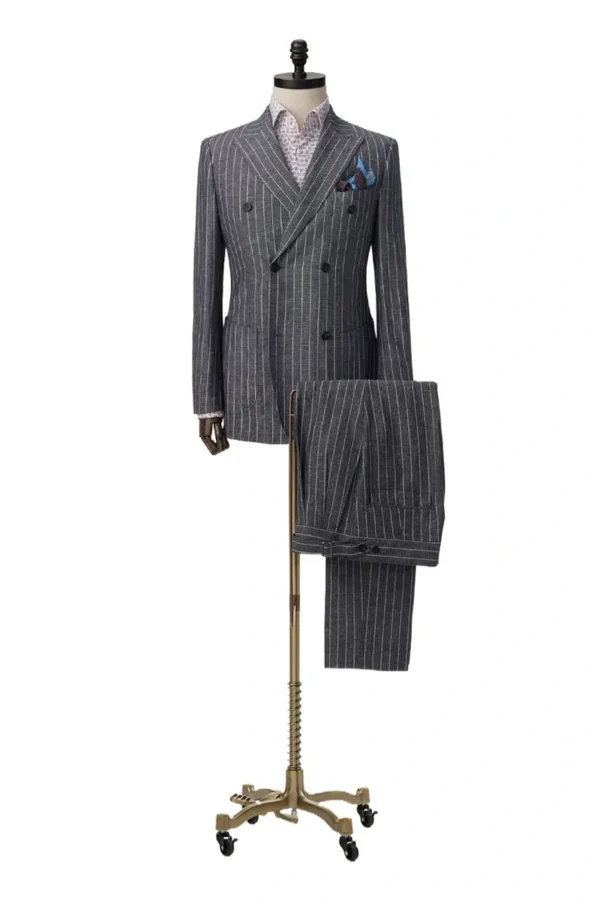 A suit is shown on display with a mannequin.