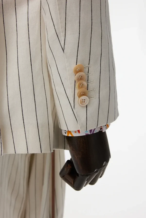 A close up of the buttons on a suit jacket