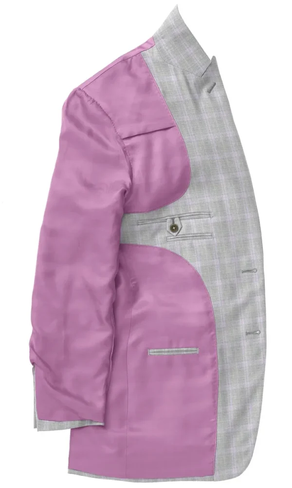 A purple jacket with a white checkered pattern.