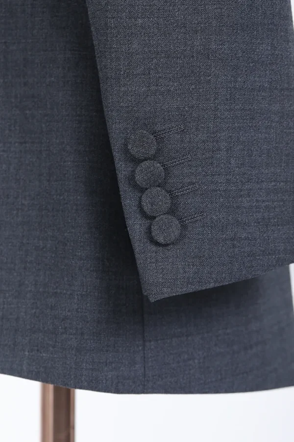 A close up of buttons on the sleeve of a suit