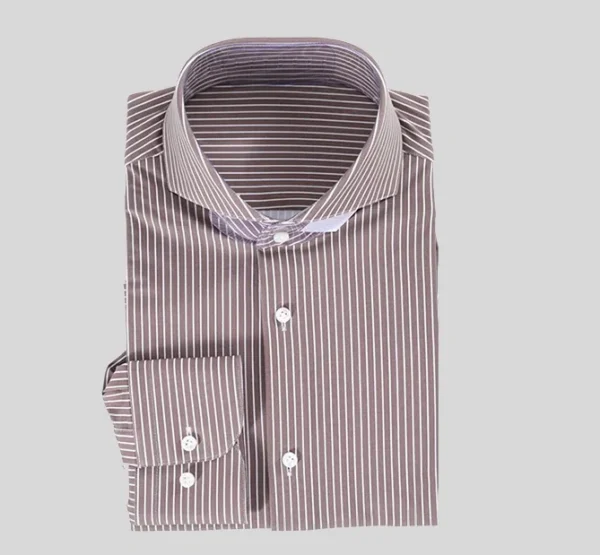 A brown striped shirt is shown on the picture.