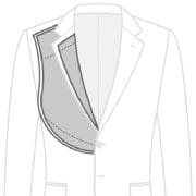 A suit jacket with a tie and a pocket square.