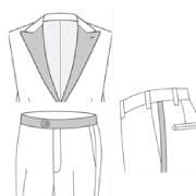 A drawing of a suit with a belt.