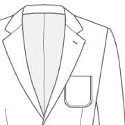 A drawing of a suit jacket with a pocket.