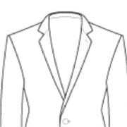 A drawing of a suit jacket and pants.