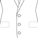 A white jacket with two buttons and one pocket.