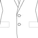 A white jacket with two buttons and one pocket.